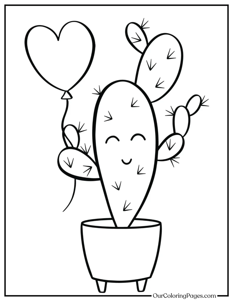 Cactus Charm, Printable Coloring Pages for Botanical Bliss