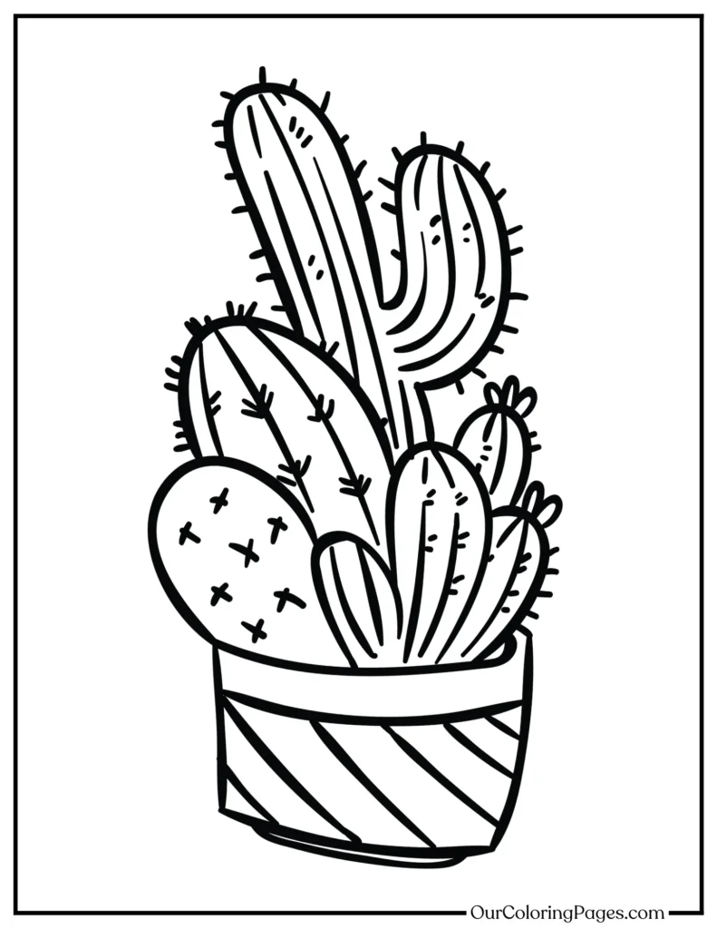Cactus Creations, Printable Coloring Pages for Artistic Fun