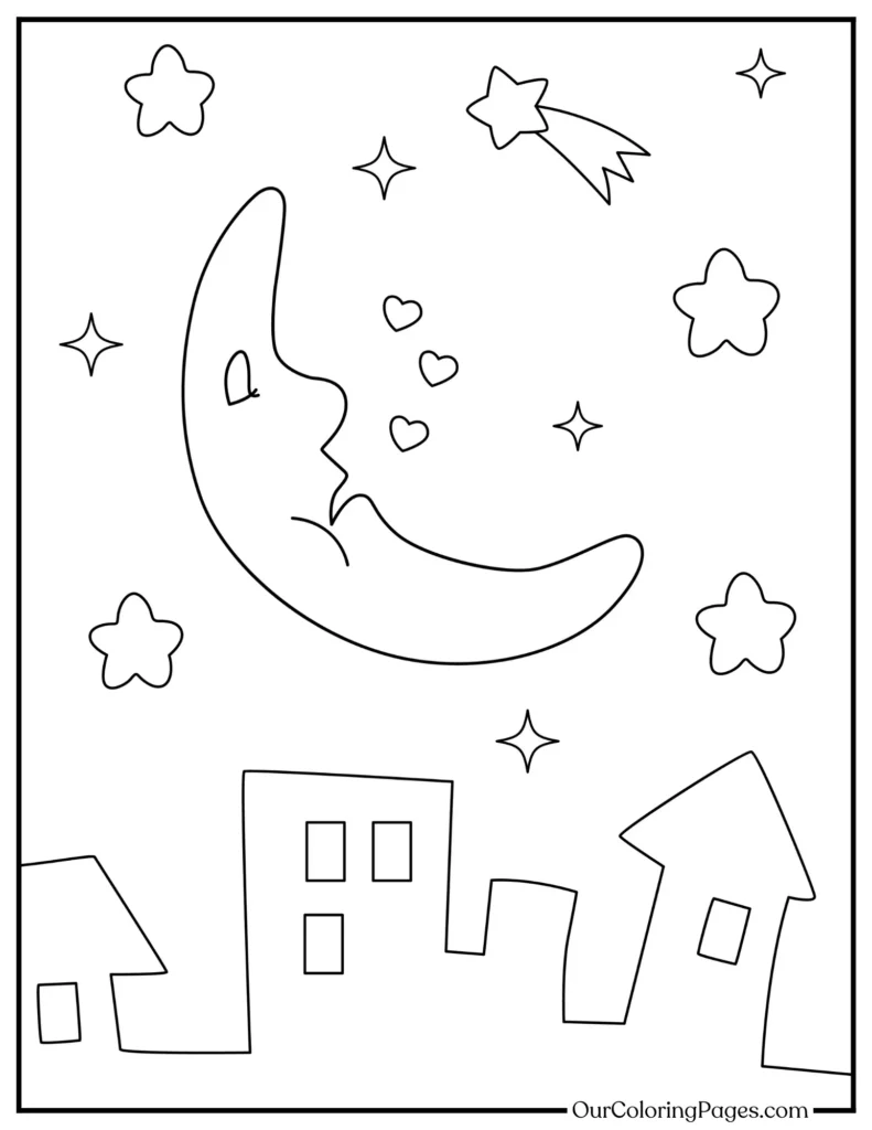 Celestial Serenity, Relax and Color with Moon Coloring Pages