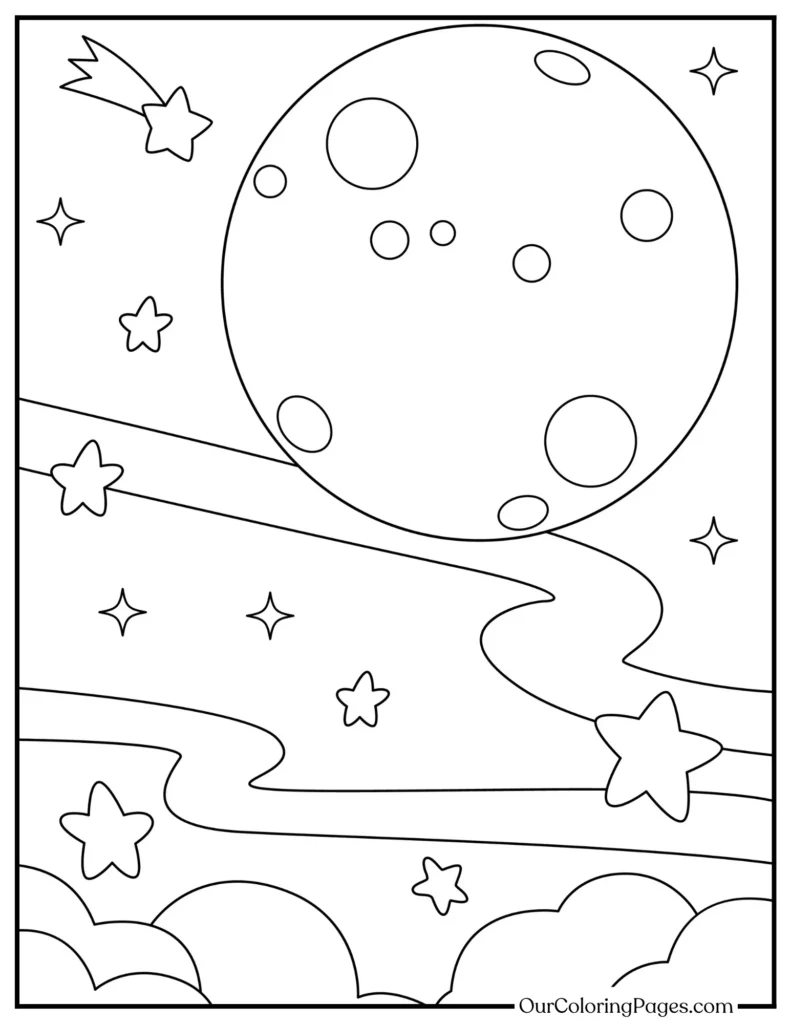 Color the Cosmos, Moon Coloring Pages for Cosmic Creators
