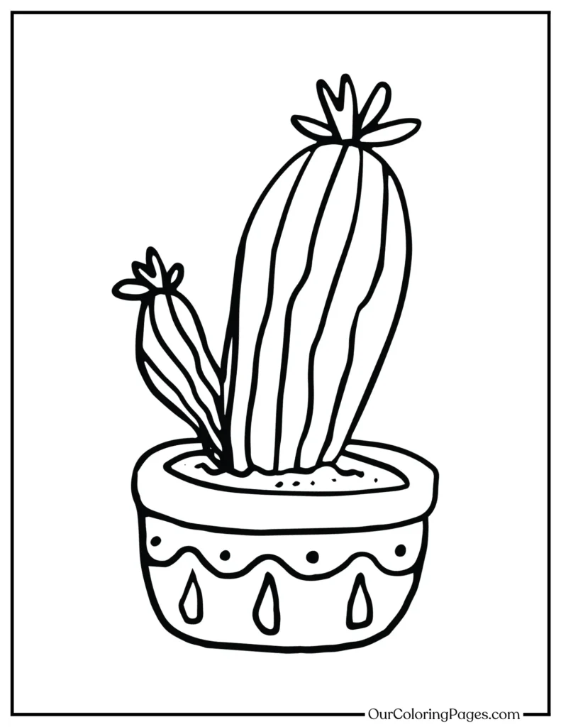 Desert Delights, Explore Cactus Coloring Pages for Relaxation