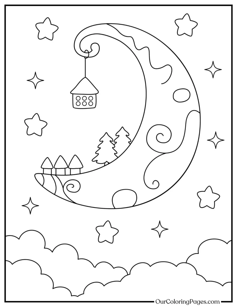 Discover Tranquility, Dive into Moon Coloring Pages
