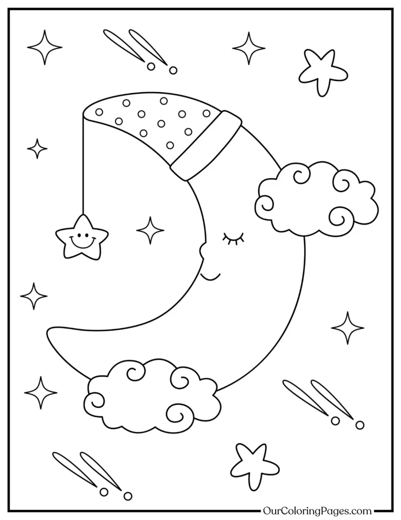 Explore the Cosmos, Moon Coloring Pages for Stellar Adventures