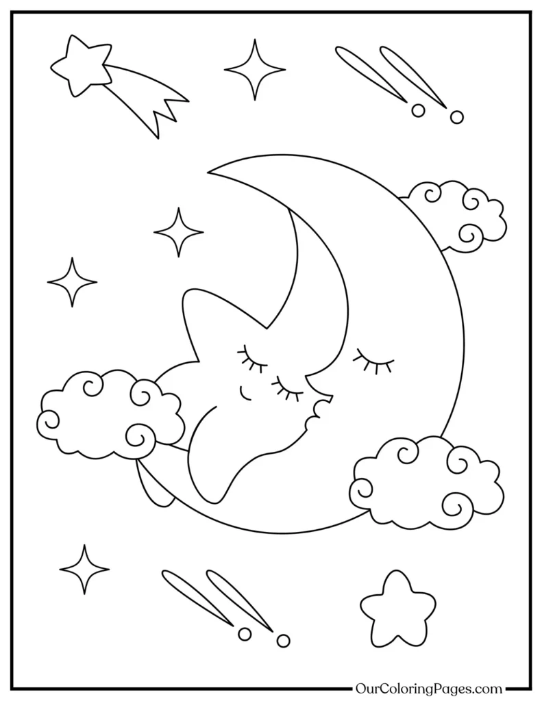 Journey to the Moon, Enchanting Coloring Pages for Space Explorers