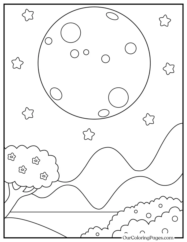 Lunar Delight, Explore the Beauty of Moon Coloring Pages