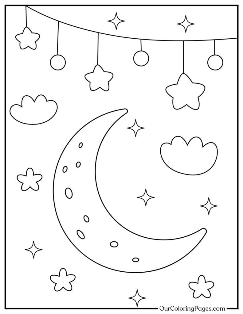 Moonbeams and Coloring Dreams, Printable Pages for Lunar Lovers