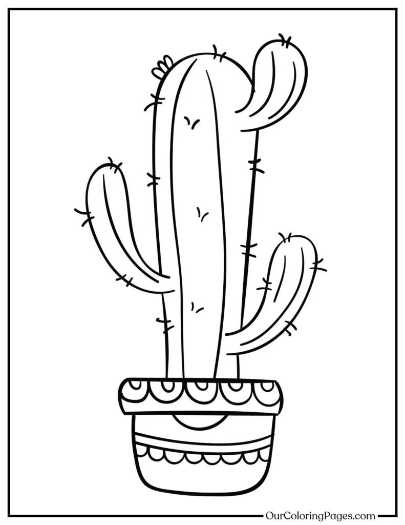 Succulent Symphony, Printable Cactus Coloring Pages for Relaxation