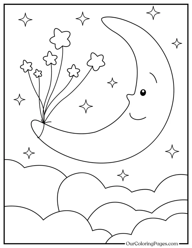Whisk Away to the Lunar Landscape, Moon Coloring Pages Galore